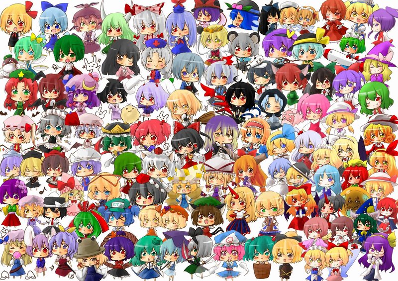 Chibi Touhou characters collage