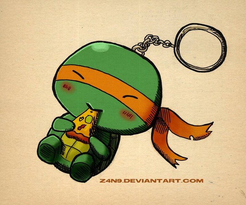 Chibi Turtle Eating Pizza