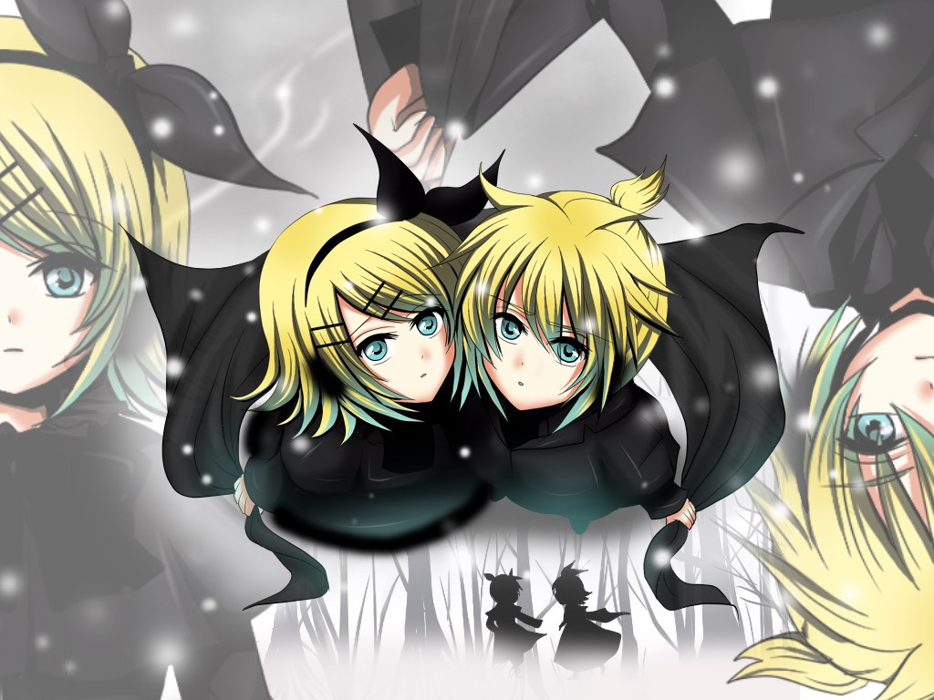 Chibi twins in a snowy forest