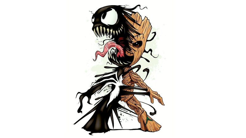 Chibi Venom and Groot