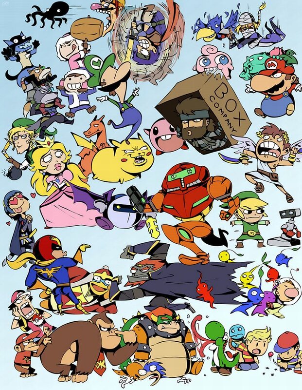 Chibi video game characters collage