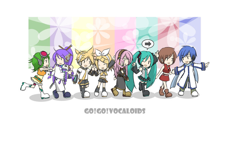Chibi Vocaloid Characters — White, Playful, Digital Art