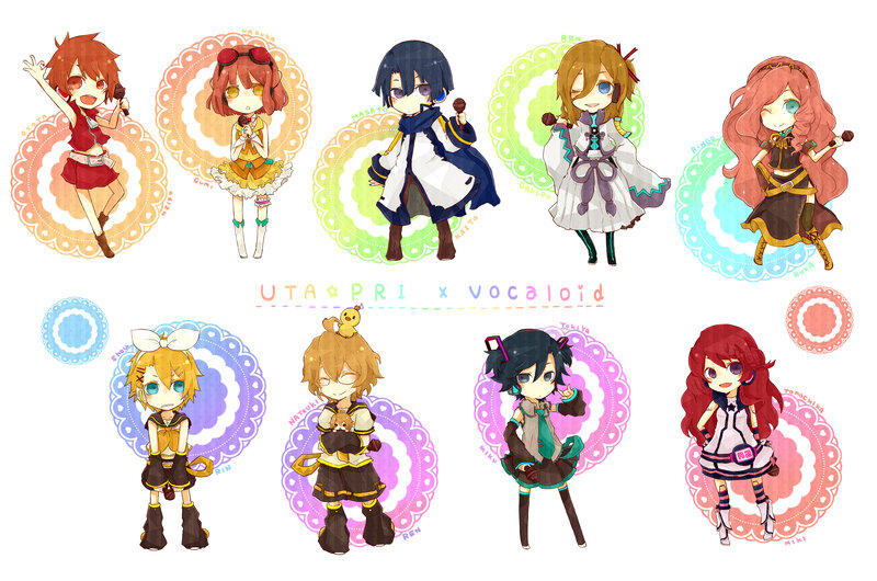 Chibi Vocaloid Characters — White, Playful