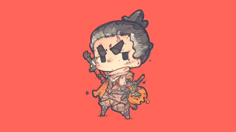 Chibi Warrior Character — Red