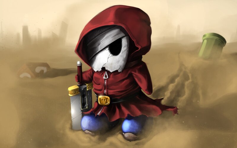 Chibi Warrior in Desert — Red