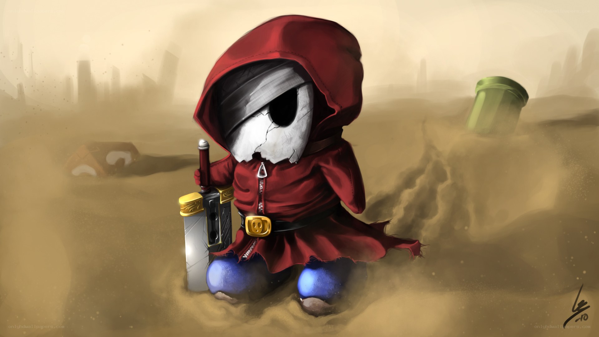 Chibi warrior in desert