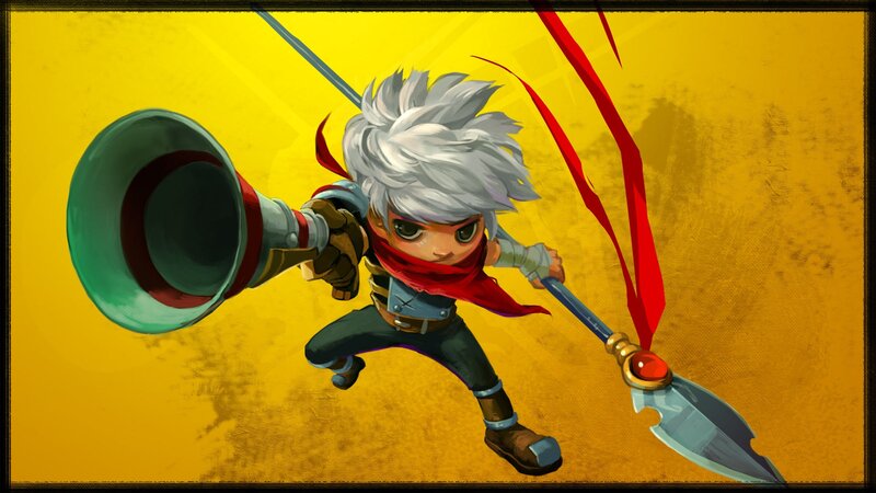 chibi warrior with spear and megaphone