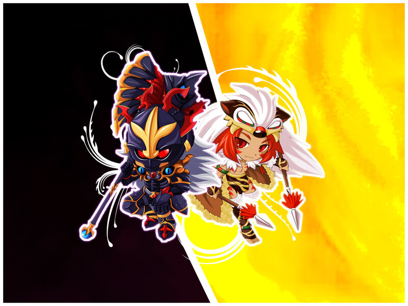 Chibi warriors in battle