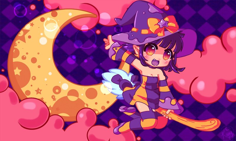 Chibi Witch on Broom