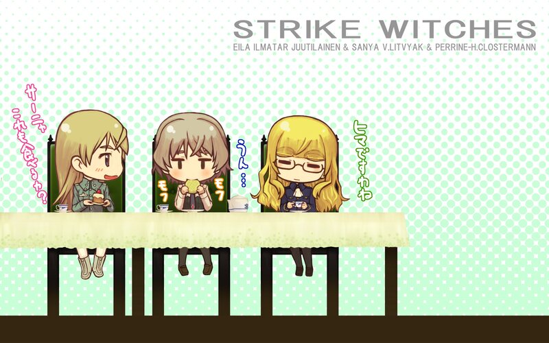 Chibi witches at tea time