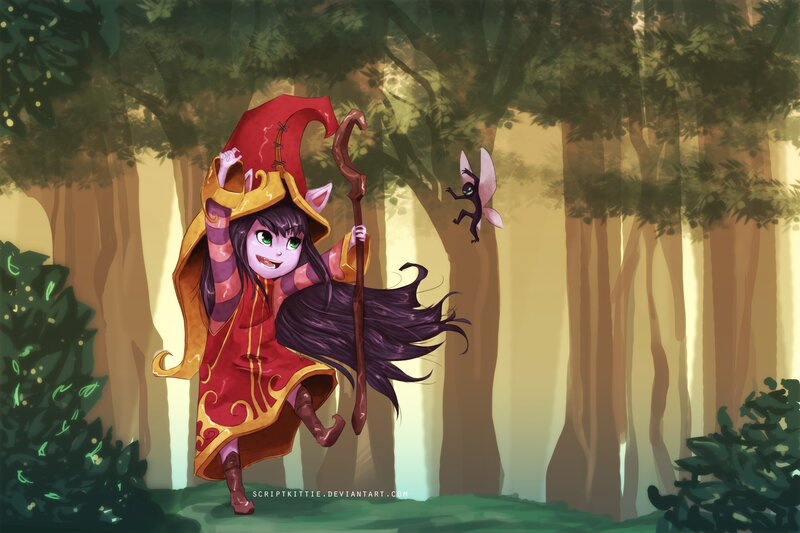 chibi wizard in forest