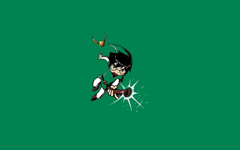 chibi wizard on broomstick