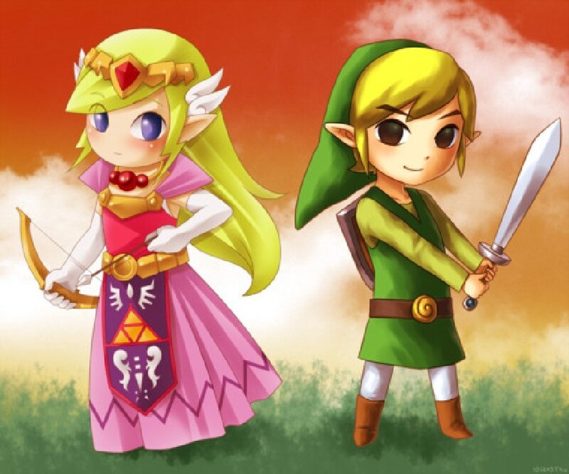 Chibi Zelda and Link