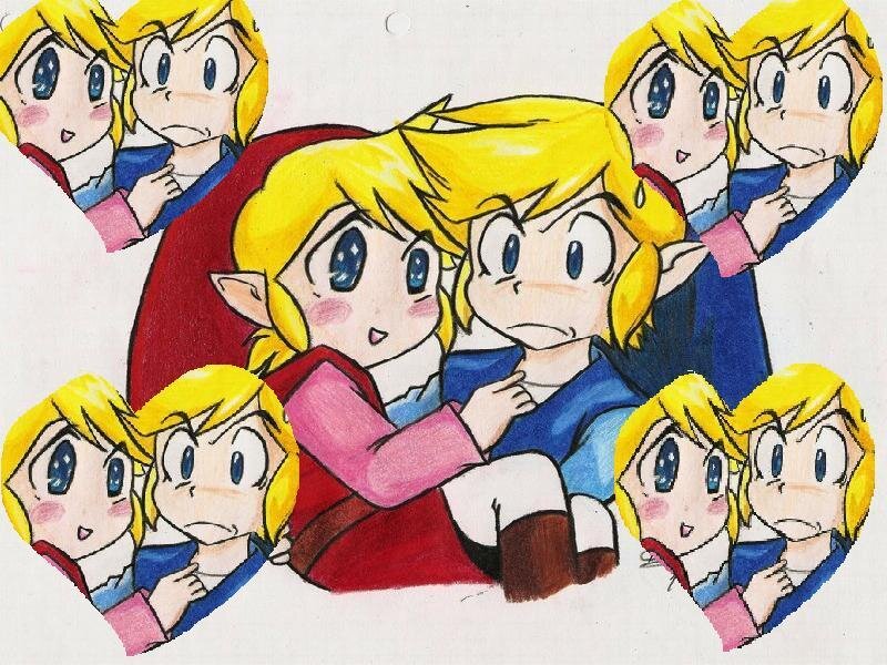 Chibi Zelda and Link — Yellow