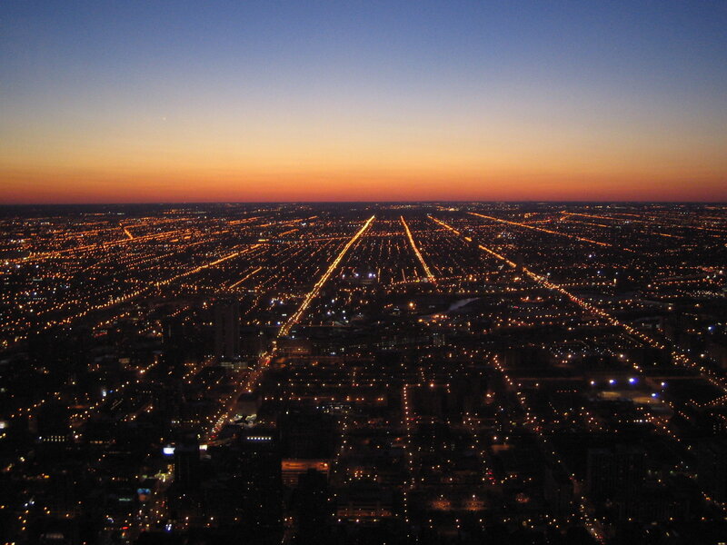 Chicago at dusk from above