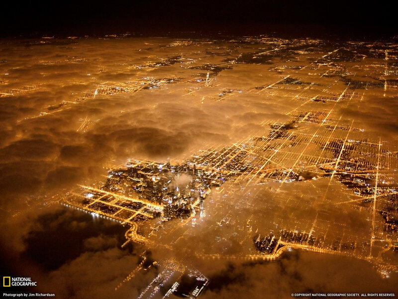 Chicago at night from above