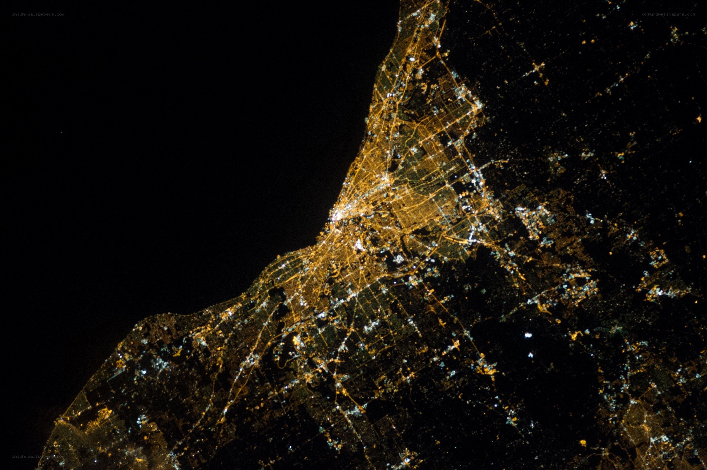 Chicago at night from space