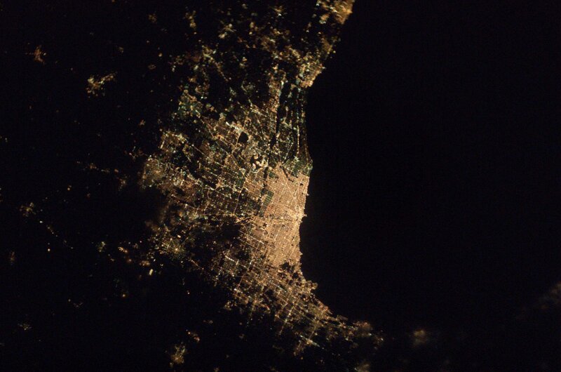 Chicago at night from space