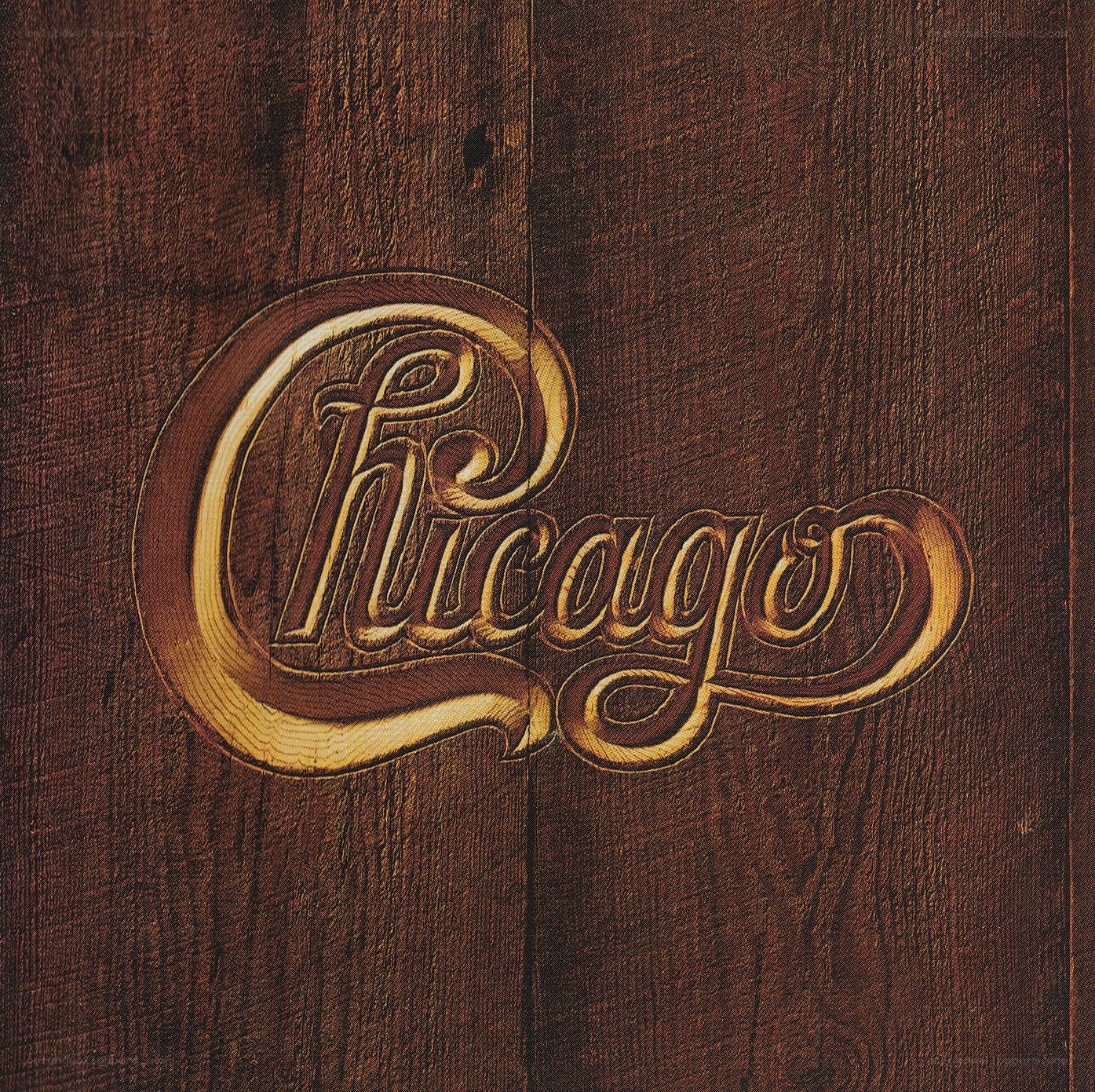 Chicago band logo on wood