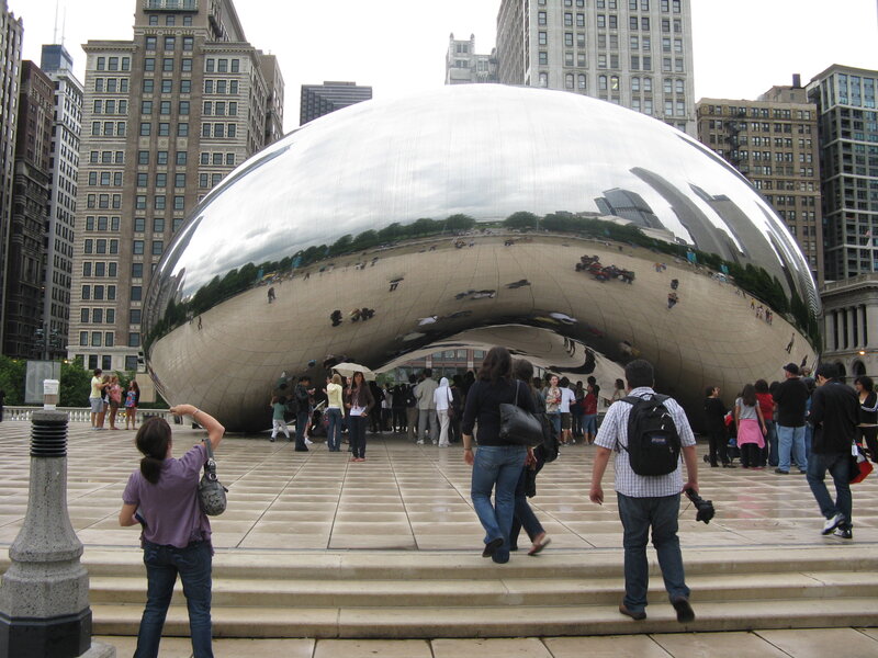 Chicago Bean Sculpture — Silver, Crowded