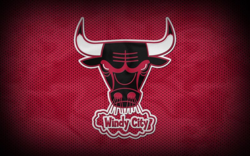Chicago Bulls logo on red mesh