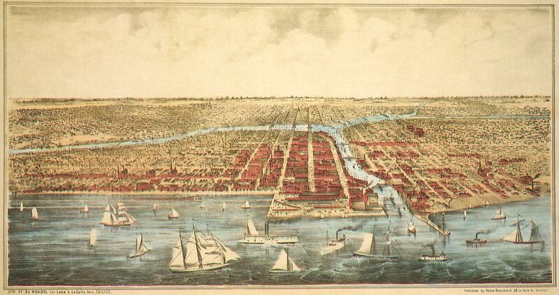 Chicago cityscape from 1869