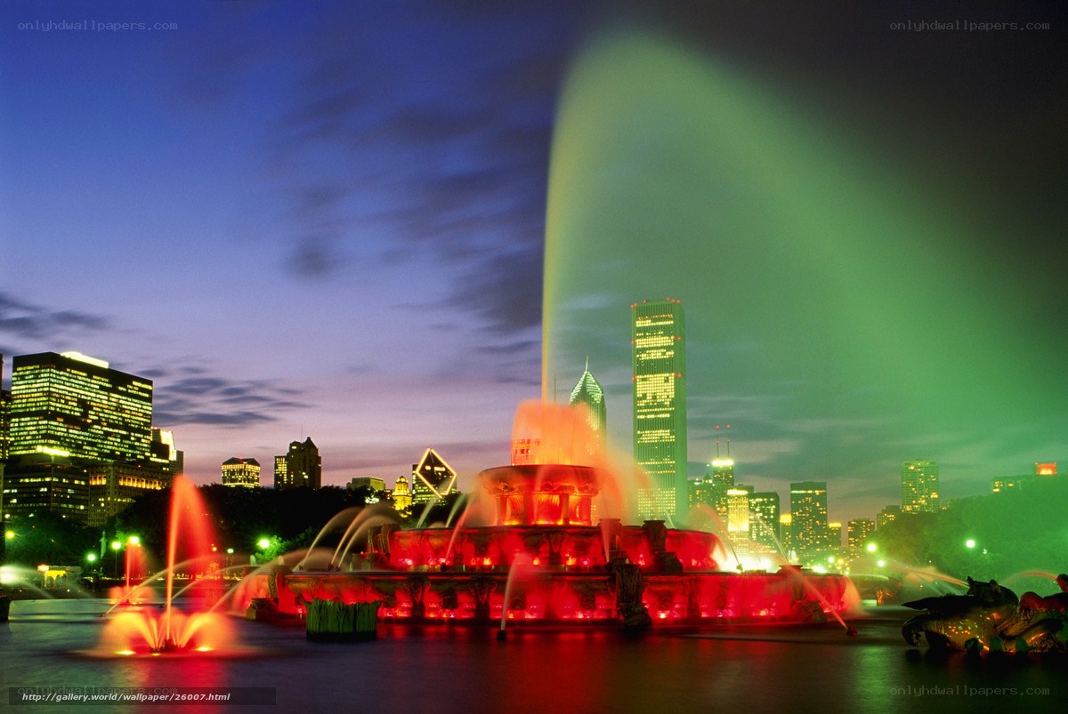 Chicago fountain at night