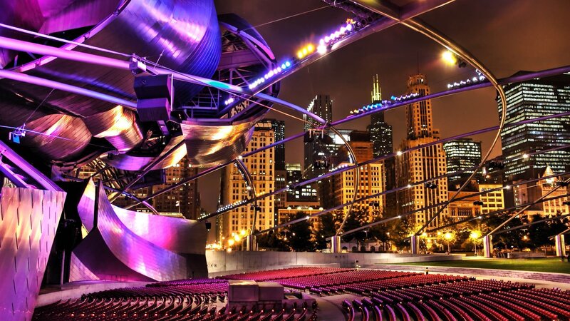 Chicago Pritzker Pavilion at night
