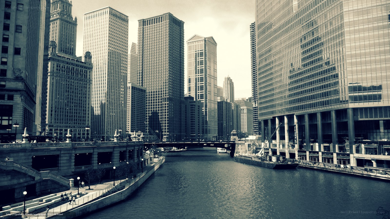 Chicago River and skyscrapers