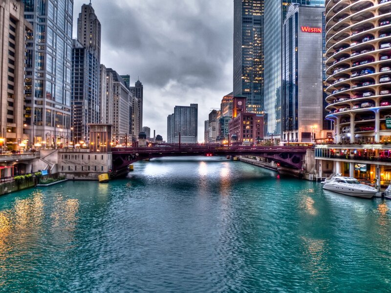 Chicago River at dusk