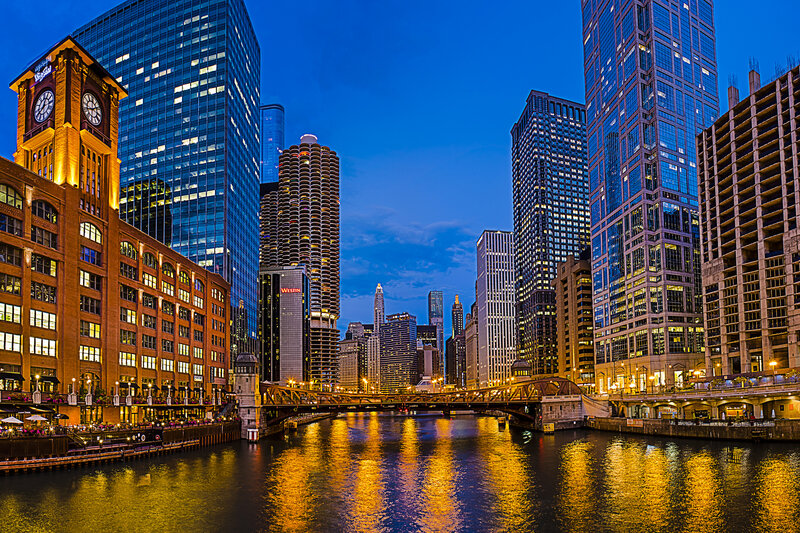 Chicago River at Dusk — Blue