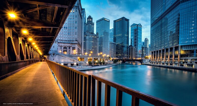 Chicago river at dusk