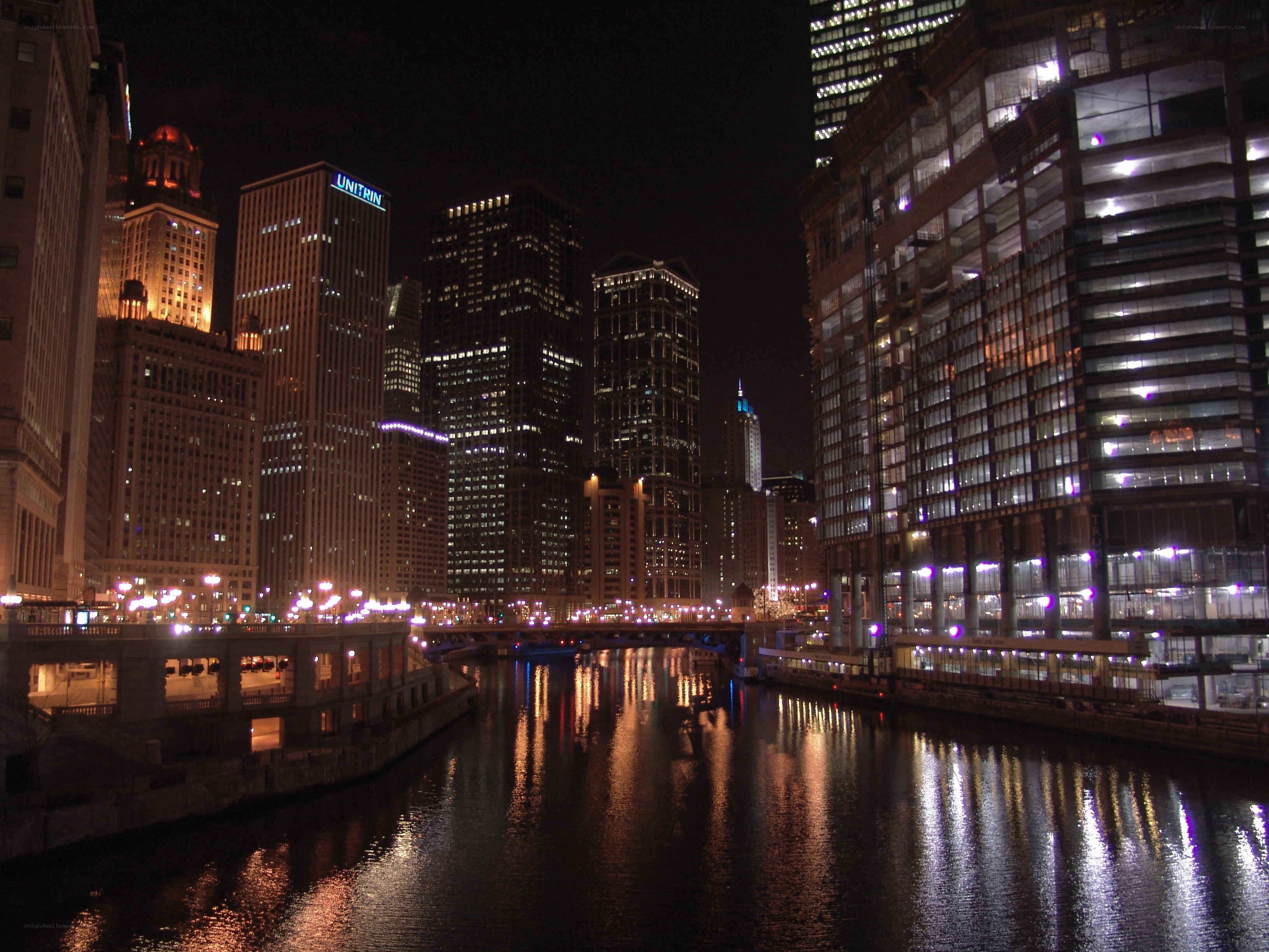 Chicago River at night
