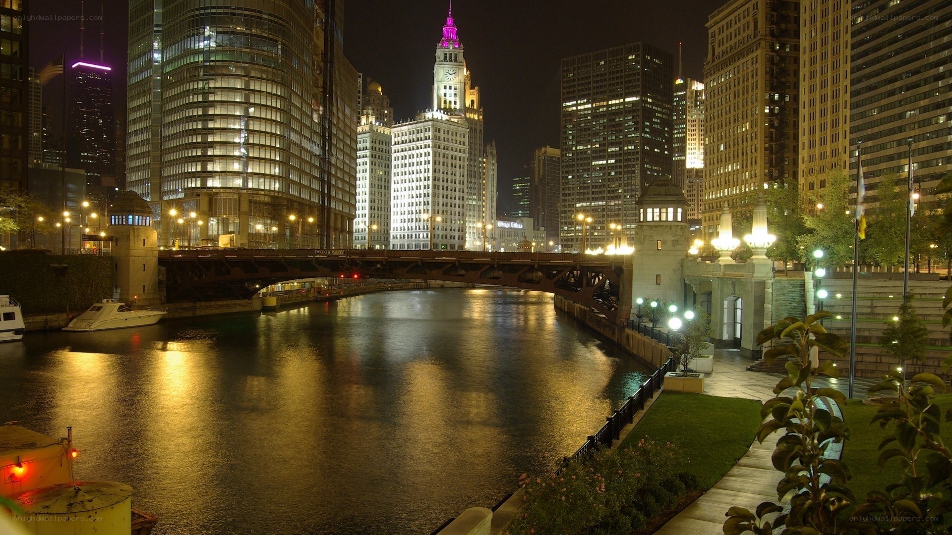 Chicago River at night