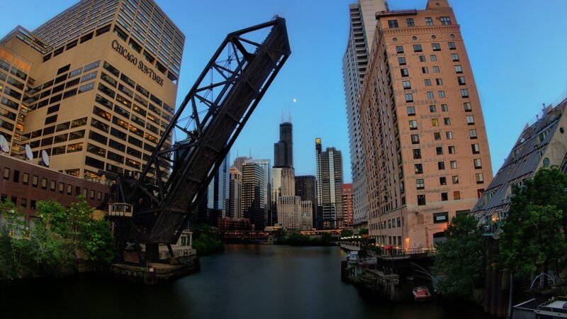 Chicago River Bridge — Blue