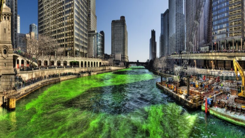 Chicago River Dyed Green — Festive