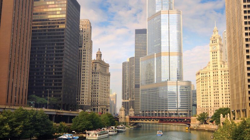 Chicago River Skyline — Blue, Urban
