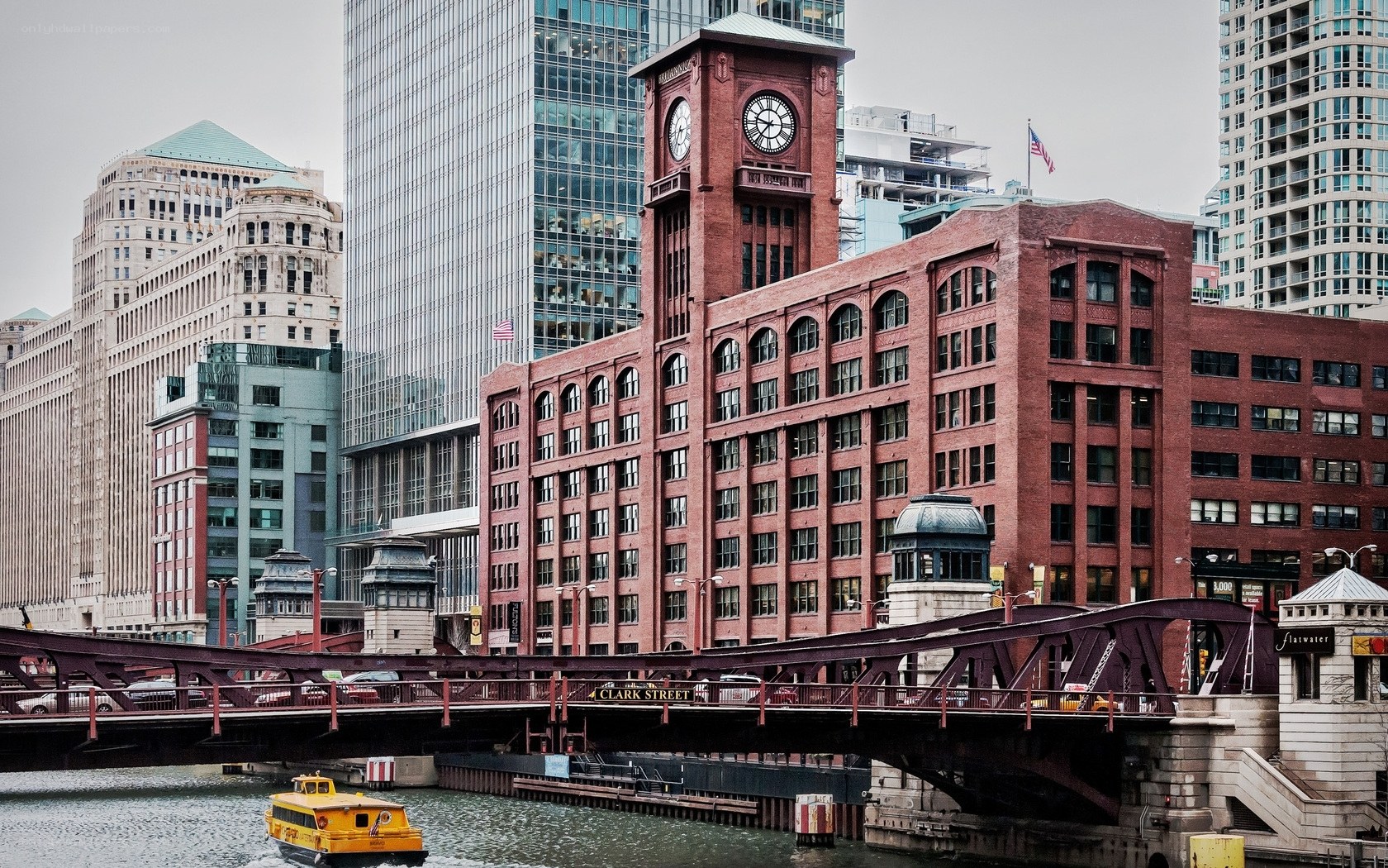 Chicago river with Clark Street bridge