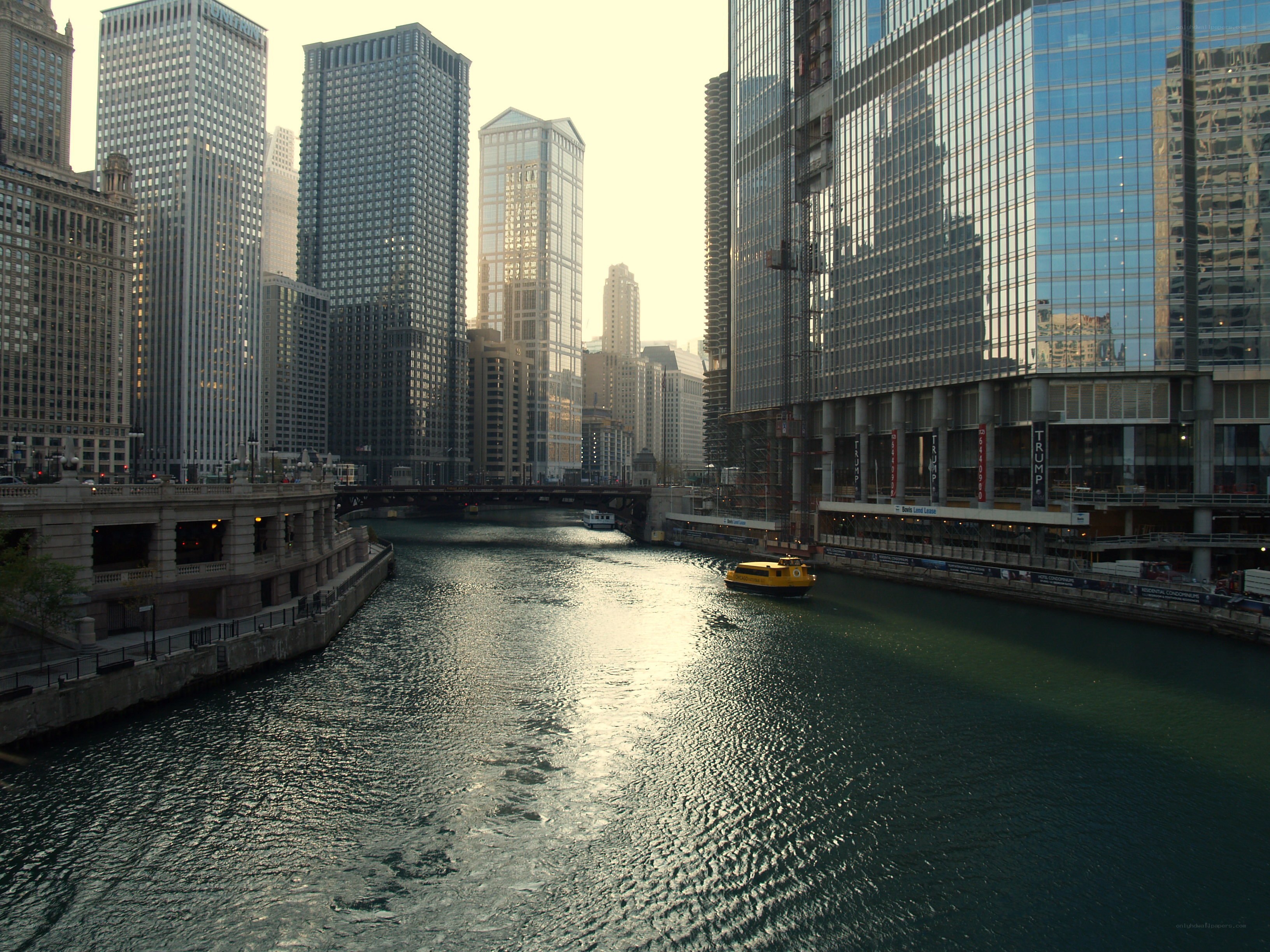 Chicago river with skyscrapers