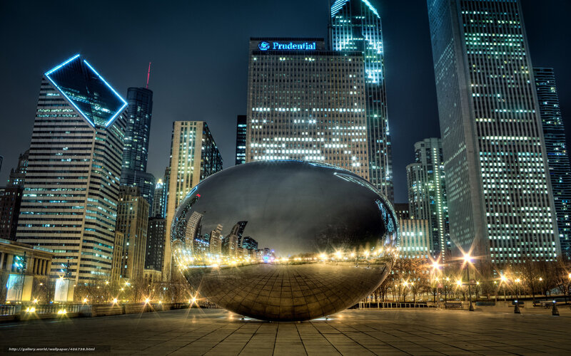 Chicago's Cloud Gate at night