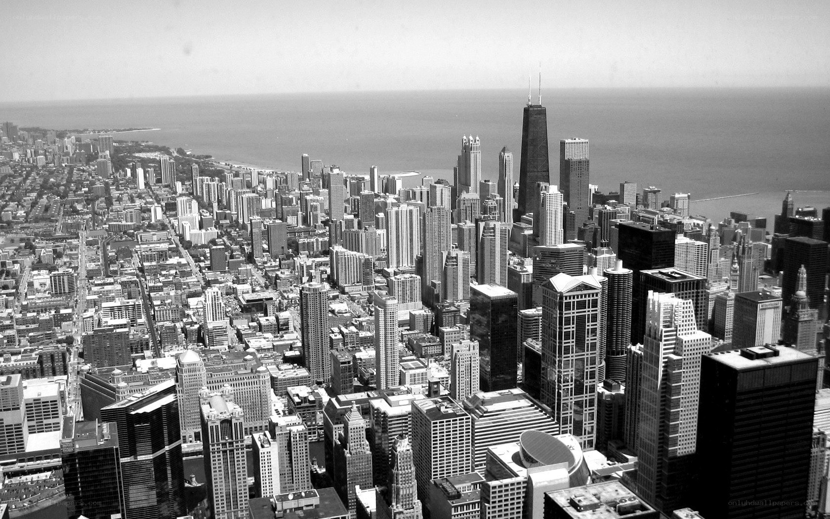 Chicago skyline aerial view