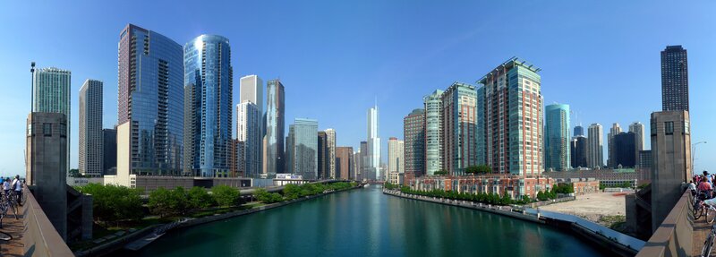 Chicago skyline along the river