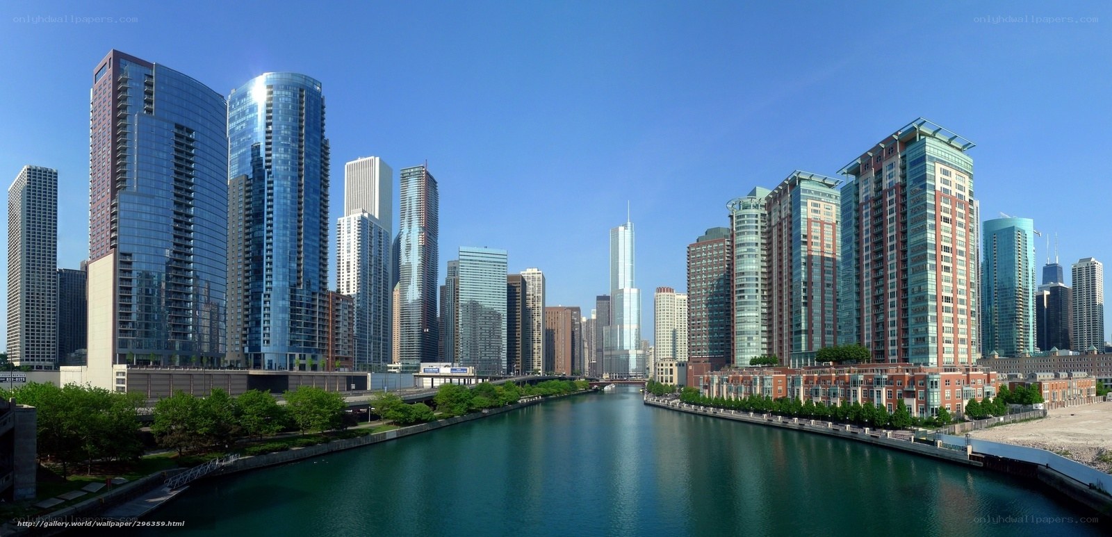 Chicago skyline along the river