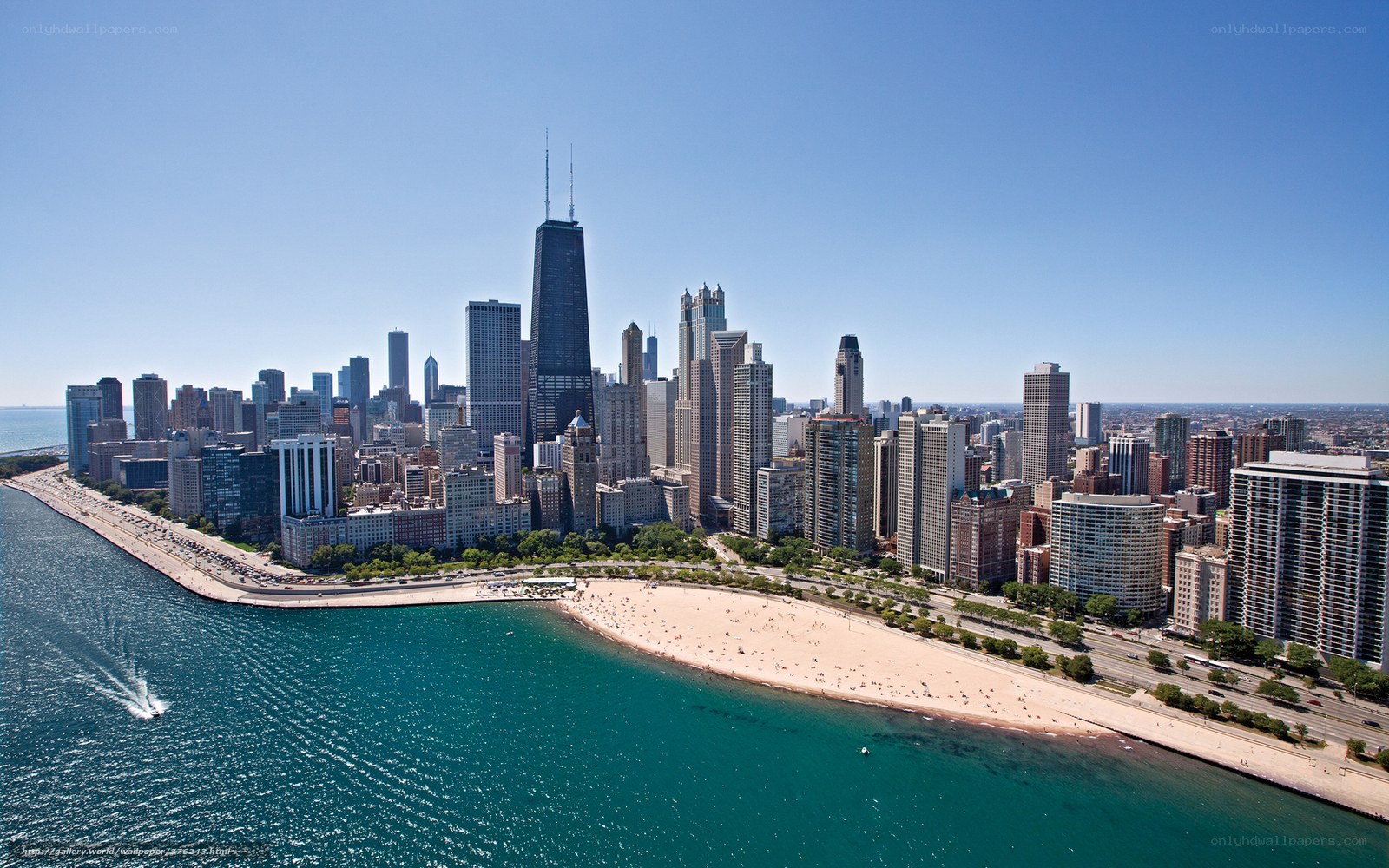 Chicago skyline and beach
