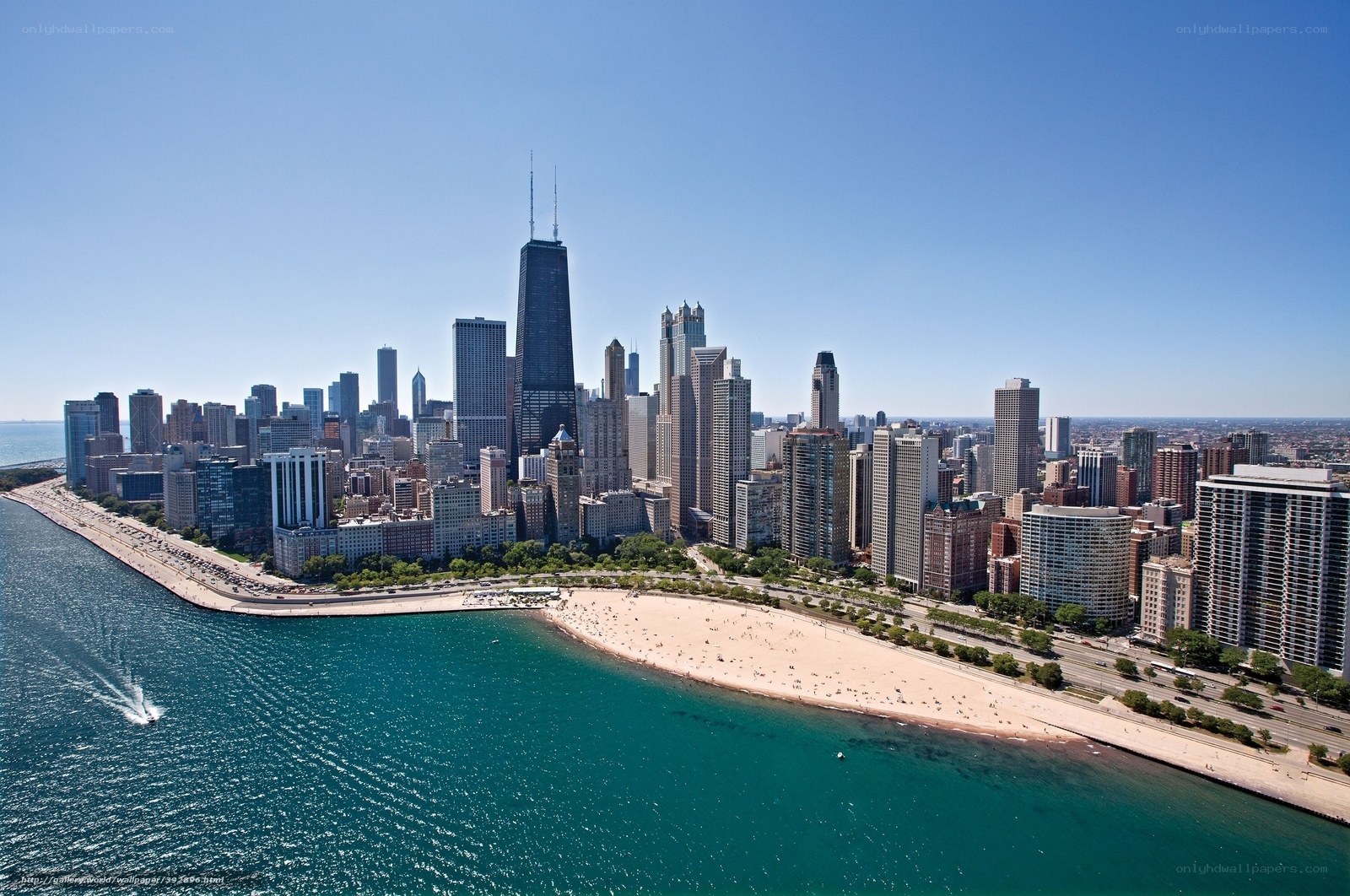 Chicago skyline and beach