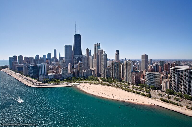 Chicago Skyline and Beach — Blue, Serene, Afternoon
