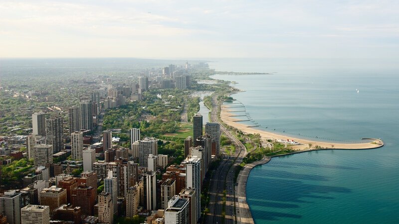 Chicago skyline and Lake Michigan