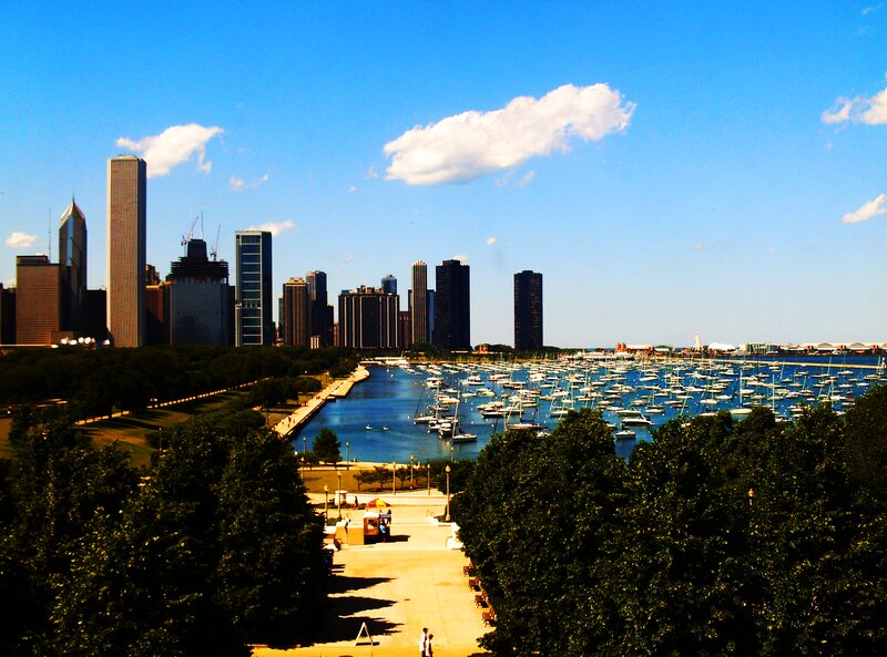 Chicago Skyline and Marina — Blue