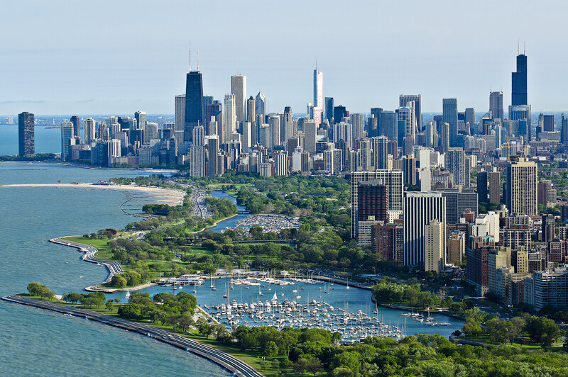 Chicago skyline and marina