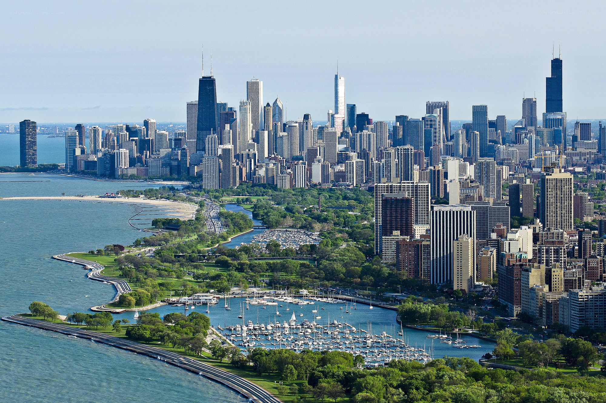 Chicago skyline and marina